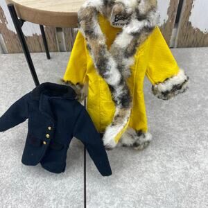 Vintage Barbie (1970) #1459 Fur Trimmed Yellow "Great Coat" & Black jacket